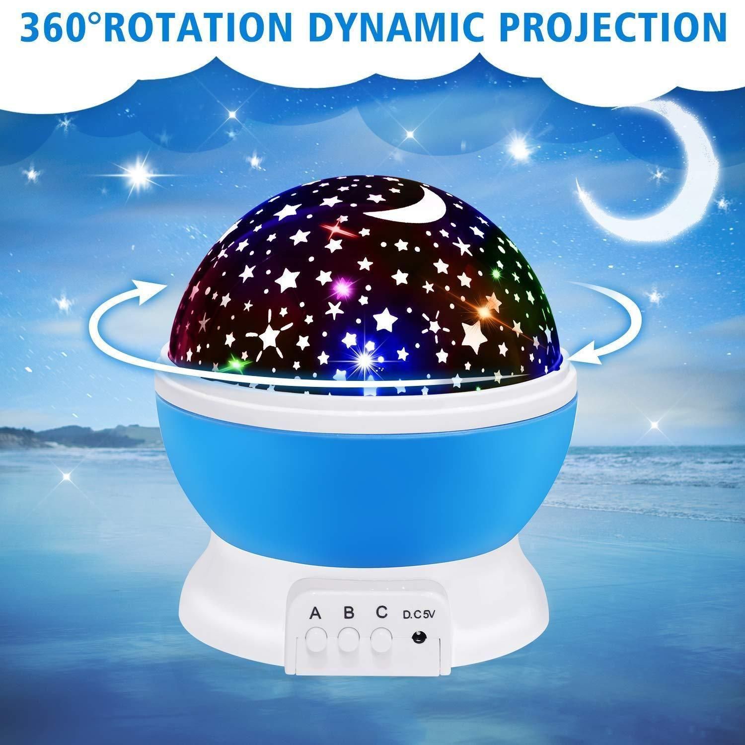 Star Master 360° Rotating Moon Night Light Projector with USB Cable | Multi-Color Galaxy Lamp for Kids Room (Pack of 1, Random Color)