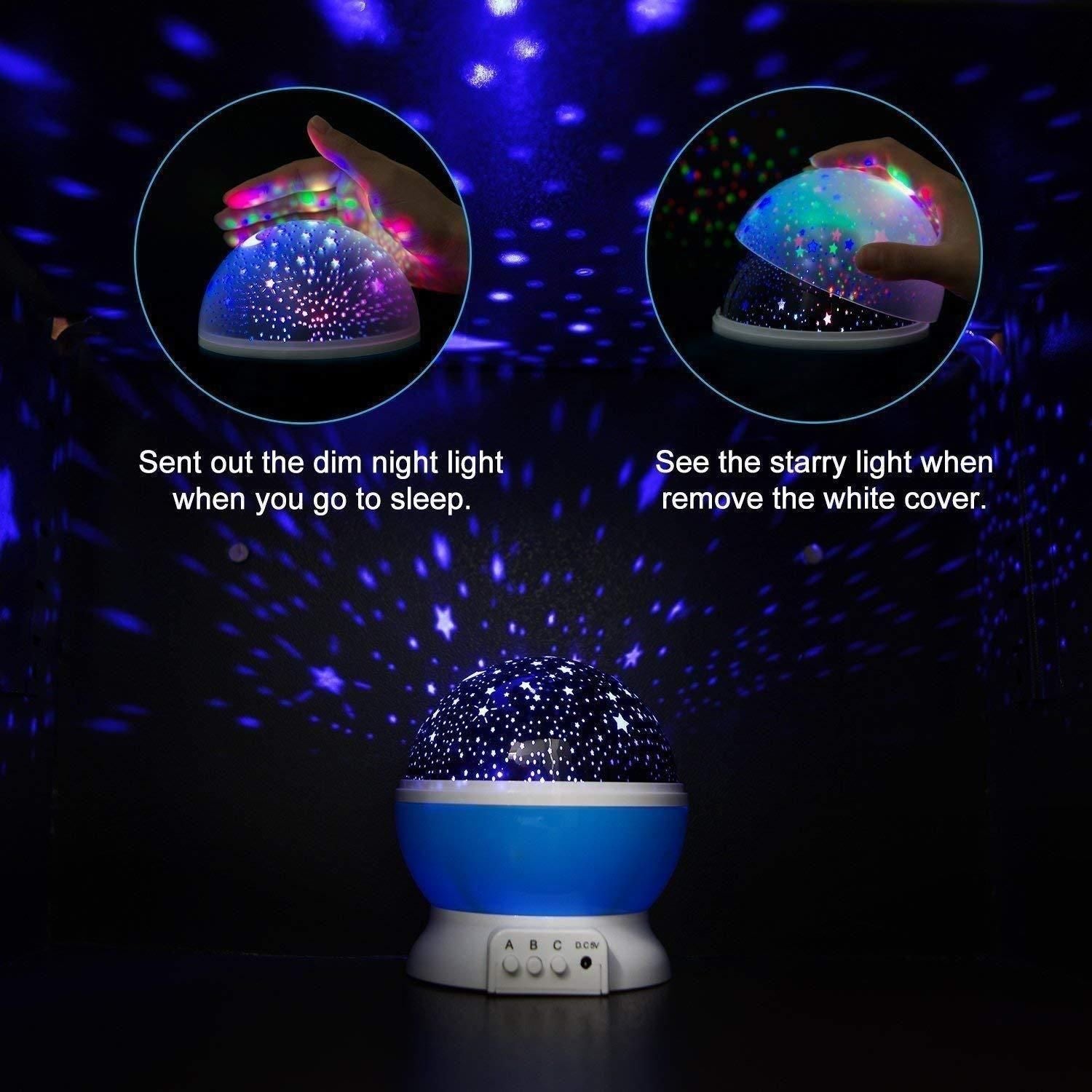 Star Master 360° Rotating Moon Night Light Projector with USB Cable | Multi-Color Galaxy Lamp for Kids Room (Pack of 1, Random Color)