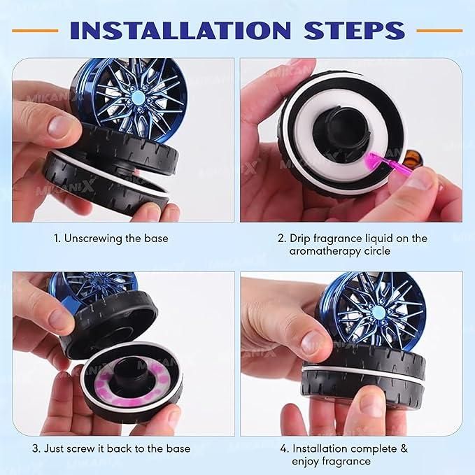 Car Aromatherapy Solar Wheel Perfume | Metal Body Rotating Dashboard Fragrance Diffuser | Pack of 1