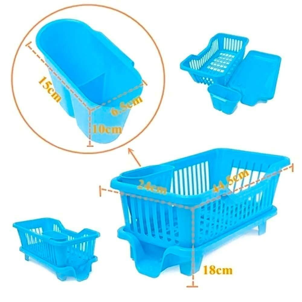 Multipurpose 3-in-1 Kitchen Dish Drainer Rack | Plate, Cup & Cutlery Organizer | Durable Plastic | Pack of 1
