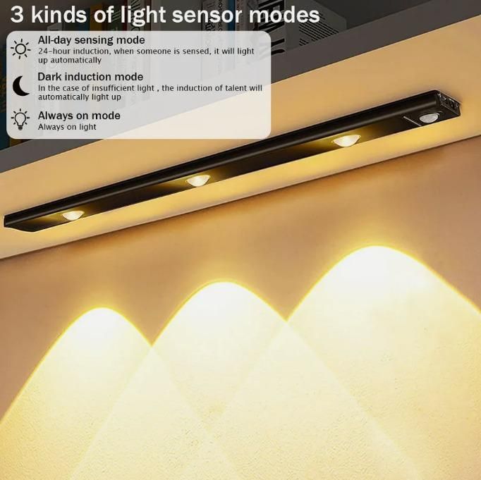 USB Rechargeable Motion Sensor LED Light | Wireless Stick-On Cabinet Lamp | Warm & White Light | 1 Pc