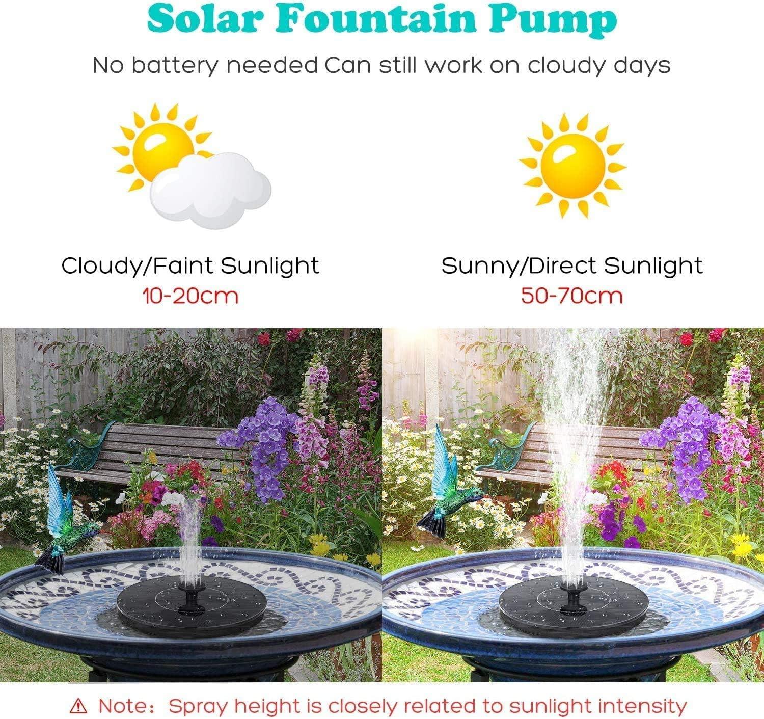 Solar Fountain Pump | Floating Solar-Powered Water Pump with 4 Nozzles | Ideal for Bird Baths, Ponds, Pools & Gardens | Pack of 1
