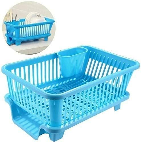 Multipurpose 3-in-1 Kitchen Dish Drainer Rack | Plate, Cup & Cutlery Organizer | Durable Plastic | Pack of 1