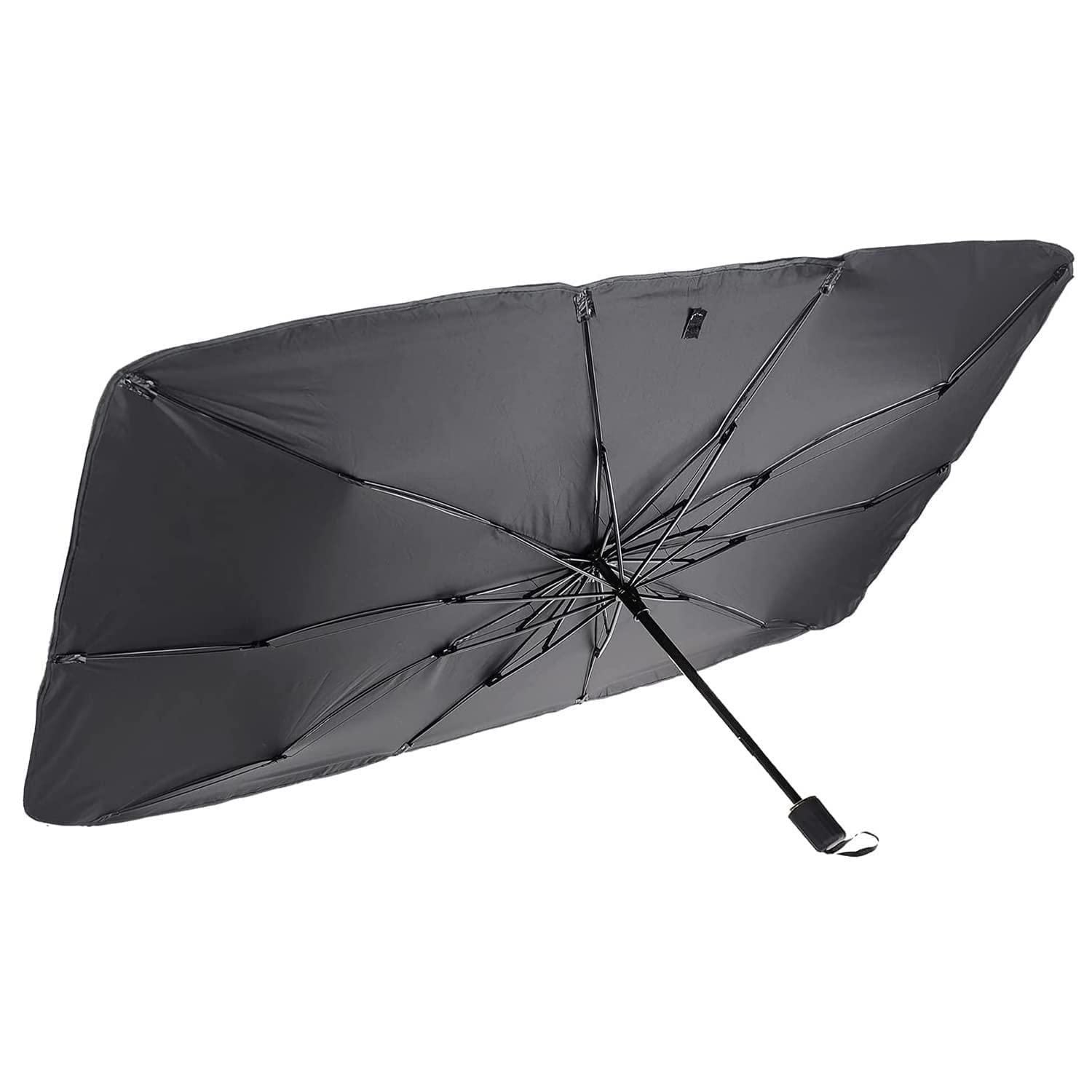 Car Windshield Sun Shade Umbrella – Foldable Thermal Insulation Sun Protector for Front Window (Black, Pack of 1)