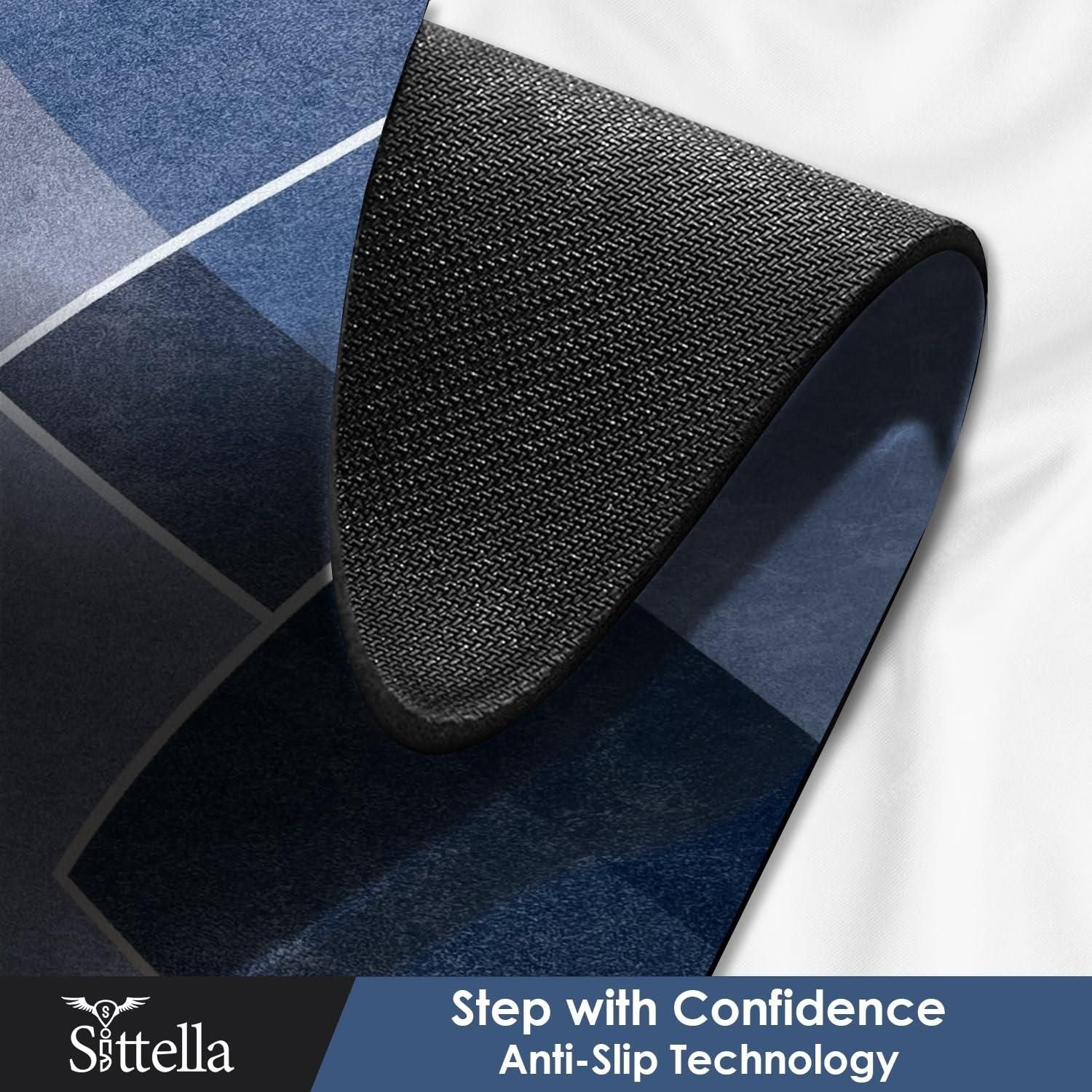 Cotton Rubber Backed Floor Mat & Runner Set | Geometric Design | Anti-Slip & Quick Dry | Pack of 2