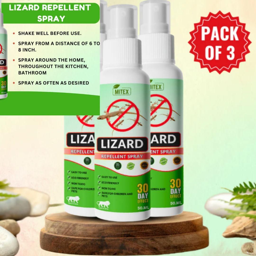 Natural Lizard Repellent Spray | Safe & Effective Indoor Use | 50ML Bottles (Pack of 3)