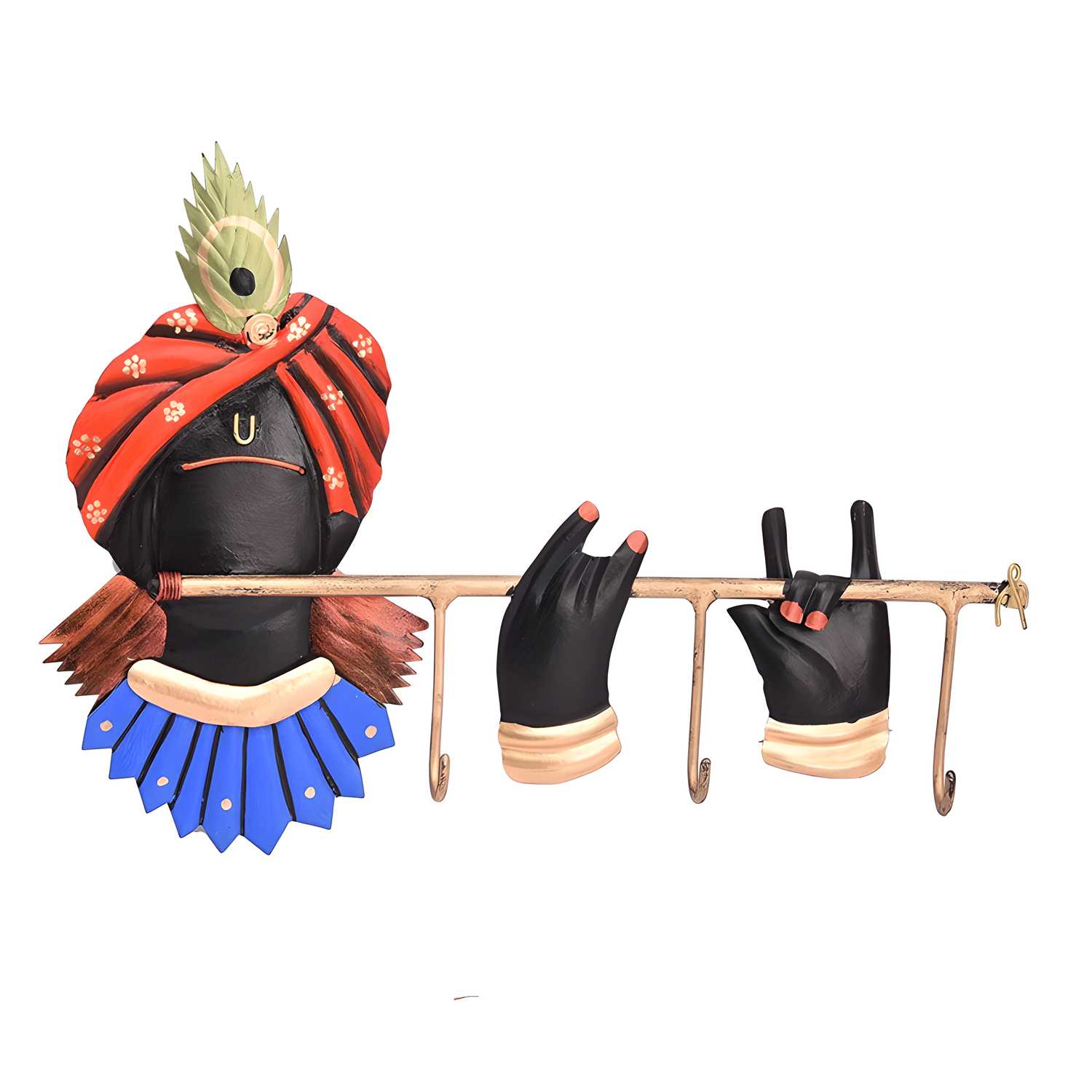 Wrought Iron Lord Krishna Wall Key Holder – Artistic Home Decor (Pack of 1)