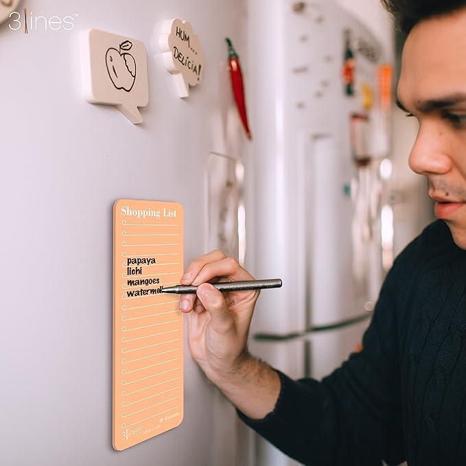 Grocery Shopping List Fridge Magnet with Marker – Reusable Acrylic Memo Board for Home & Kitchen (Multicolor, Pack of 1)