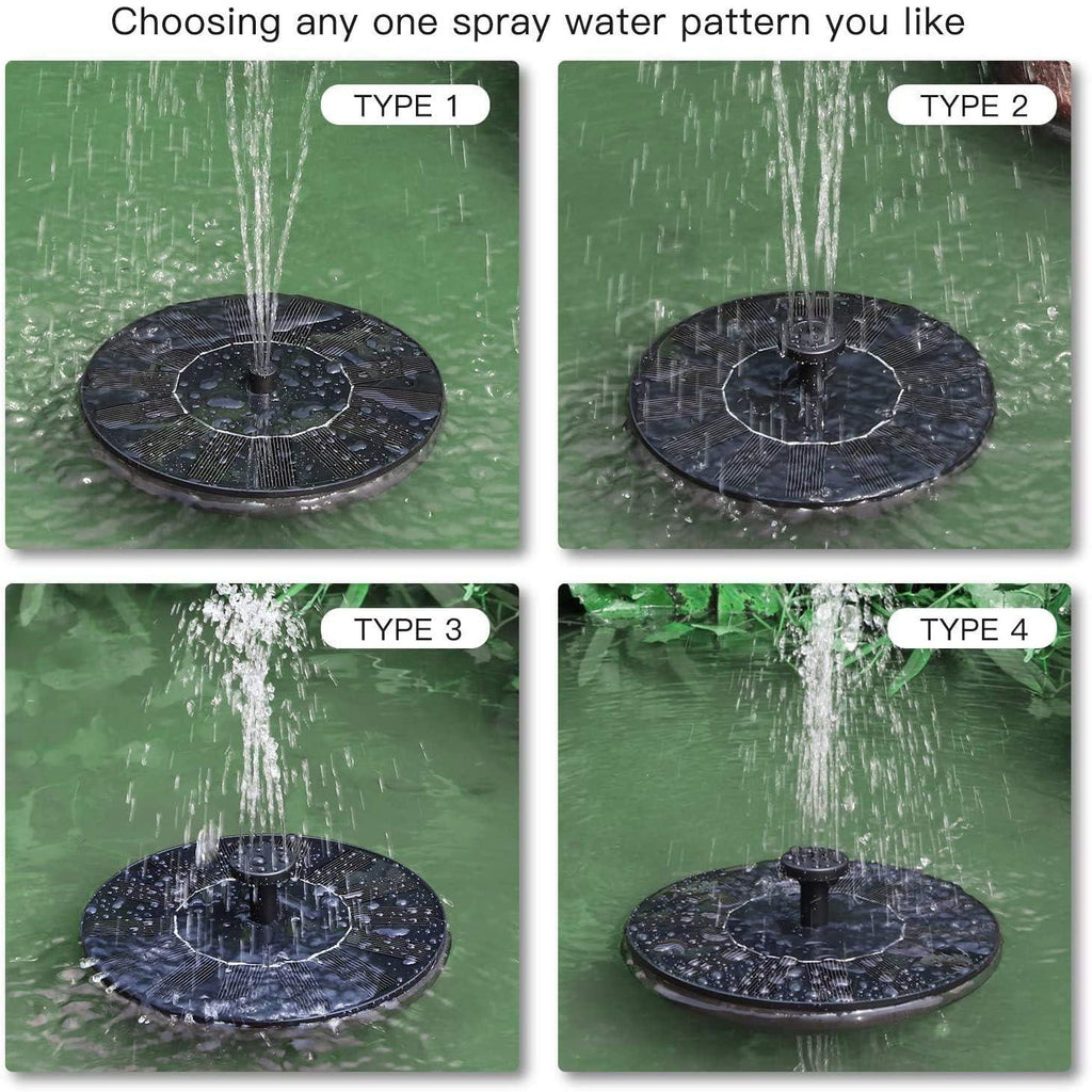 Solar Fountain Pump | Floating Solar-Powered Water Pump with 4 Nozzles | Ideal for Bird Baths, Ponds, Pools & Gardens | Pack of 1
