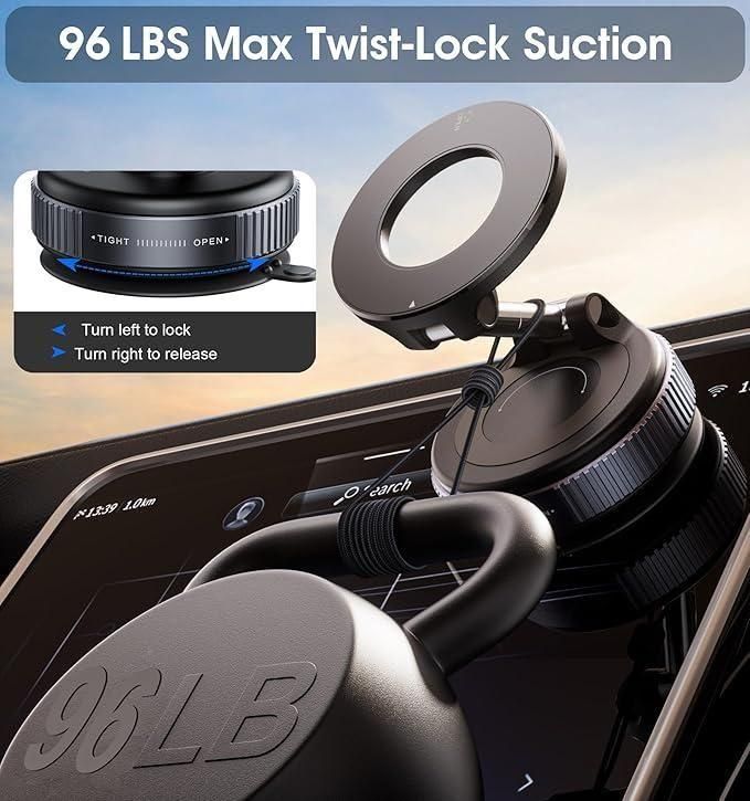 Vacuum Suction Magnetic Bracket | Compact Mobile Holder | Hands-Free Use | 1 Pc