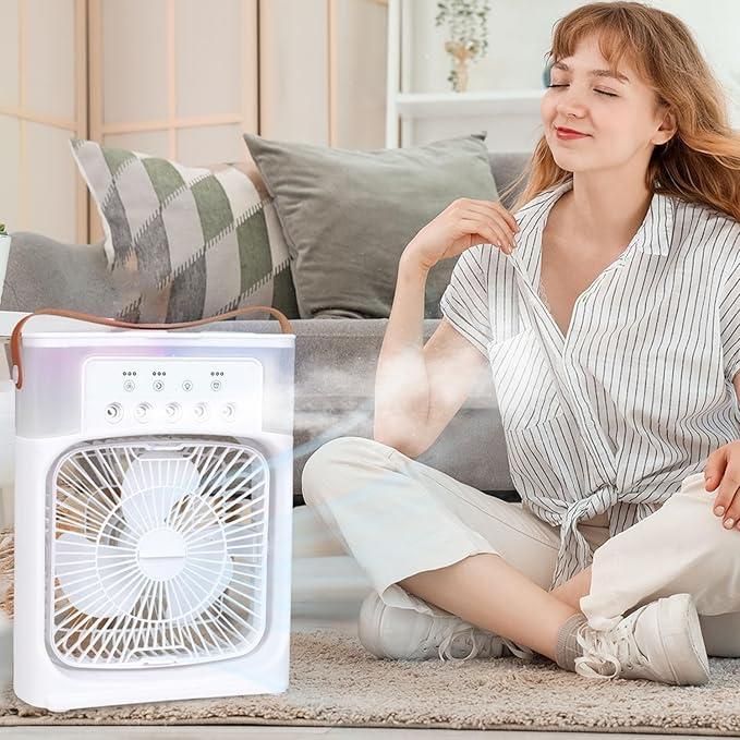 Multifunction Mist Fan – USB Rechargeable Portable Air Cooler & Humidifier for Home & Office (Pack of 1)