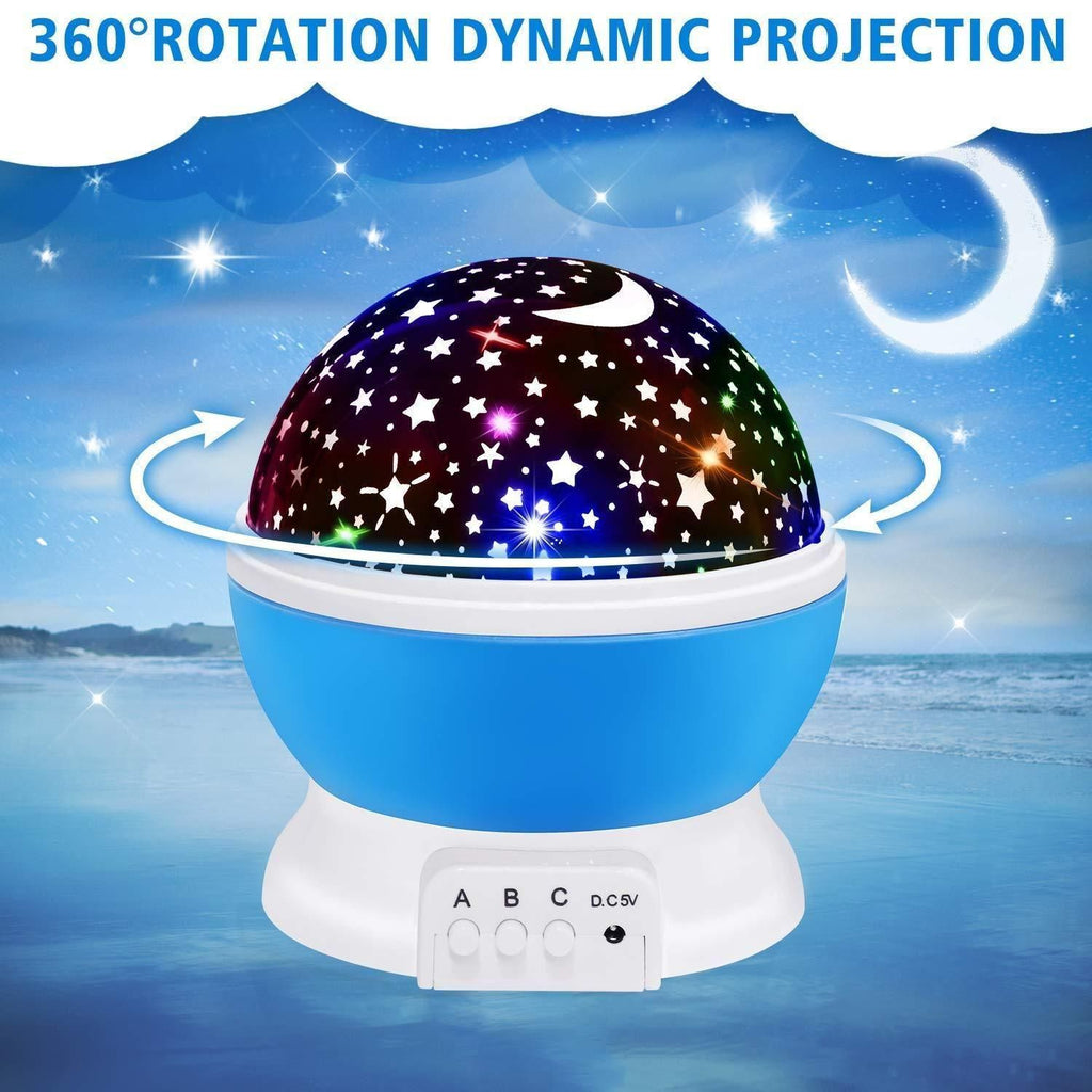 Star Master 360° Rotating Moon Night Light Projector with USB Cable | Multi-Color Galaxy Lamp for Kids Room (Pack of 1, Random Color)