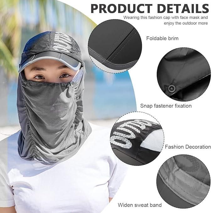 Women’s Sun Protection Cap | Detachable Cotton Face Mask | Outdoor Travel Hat | Pack of 1