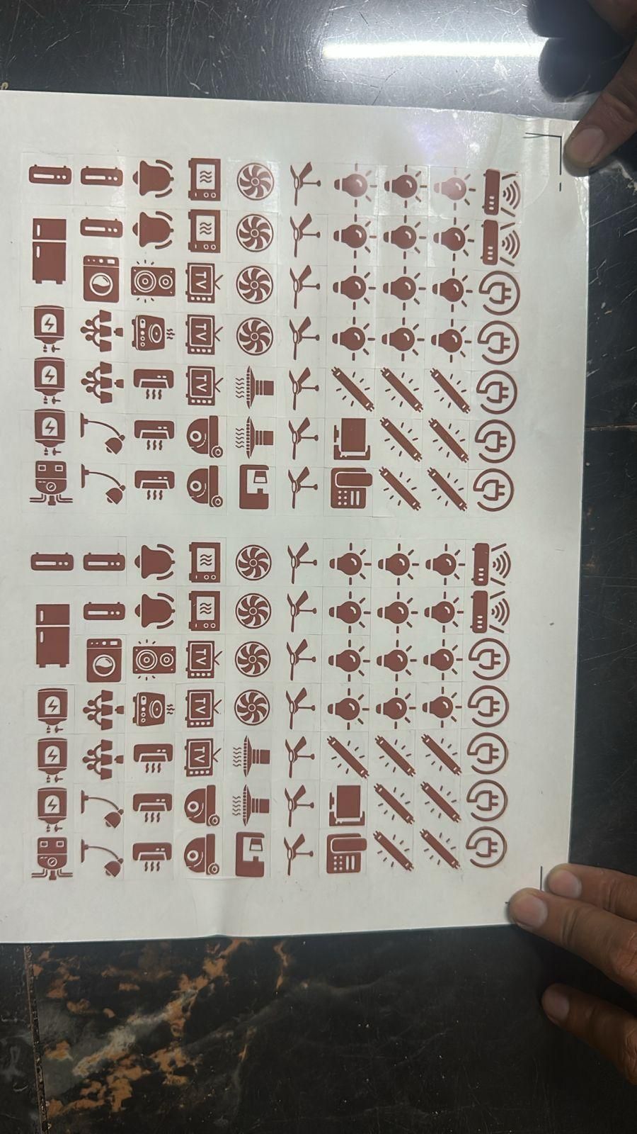 Gold Icon Switch Sticker Labels | Easy-to-Read Symbols for Home & Office Switchboards | Pack of 1