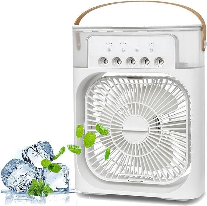 Multifunction Mist Fan – USB Rechargeable Portable Air Cooler & Humidifier for Home & Office (Pack of 1)