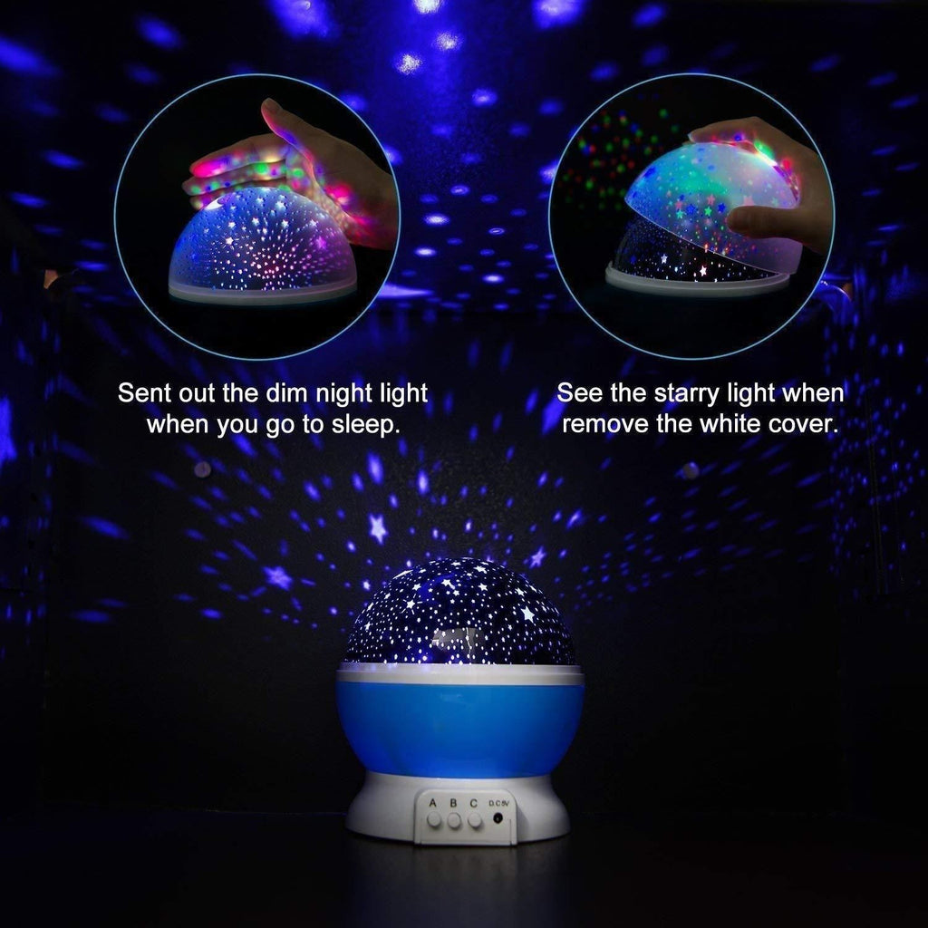 Star Master 360° Rotating Moon Night Light Projector with USB Cable | Multi-Color Galaxy Lamp for Kids Room (Pack of 1, Random Color)