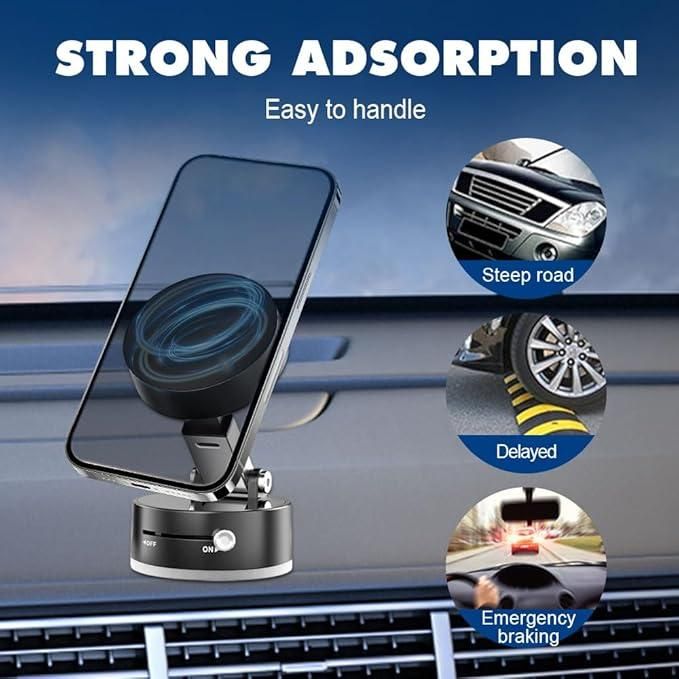 Multifunctional Magnetic Phone Holder | Foldable & 360° Adjustable | Strong Vacuum Suction Mount – 1 Pc