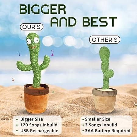 Dancing & Talking Cactus Toy | LED Musical Plush Cactus Mimicry Toy for Kids | Battery Operated | Pack of 1