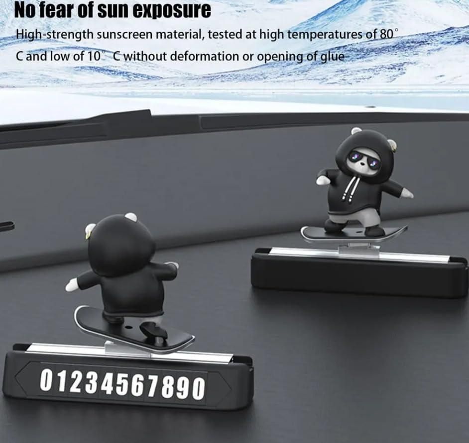 Dancing Panda Car Dashboard Showpiece – Black Plastic Bobblehead | Cute Interior Decor (Pack of 1)