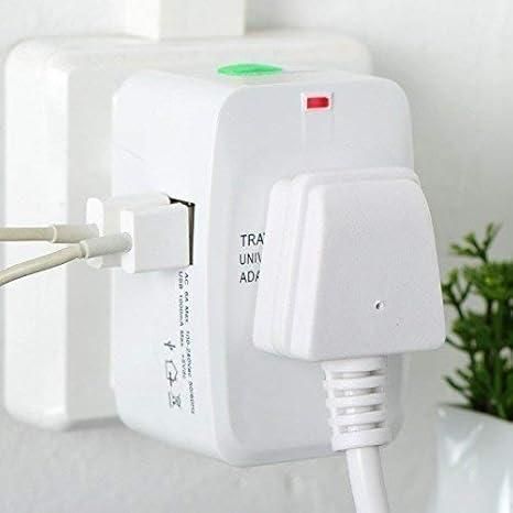 Worldwide Travel Adapter – Universal Plug with Built-in Dual USB Charging Ports (1 Pc, White)