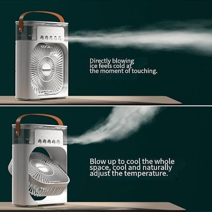 Multifunction Mist Fan – USB Rechargeable Portable Air Cooler & Humidifier for Home & Office (Pack of 1)