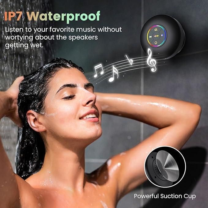 Large Suction Cup Bluetooth Speaker | Waterproof with LED Light Show | Mini Portable Wireless Speaker | Pack of 1