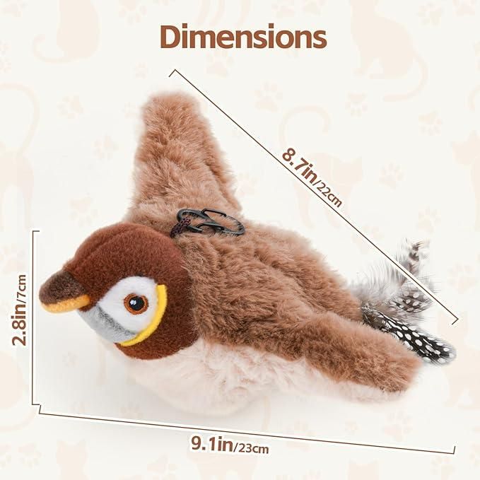 Rechargeable Flapping Pet Toy – Interactive Moving Toy for Cats and Dogs | Automatic Chirping & Motion (Pack of 1)