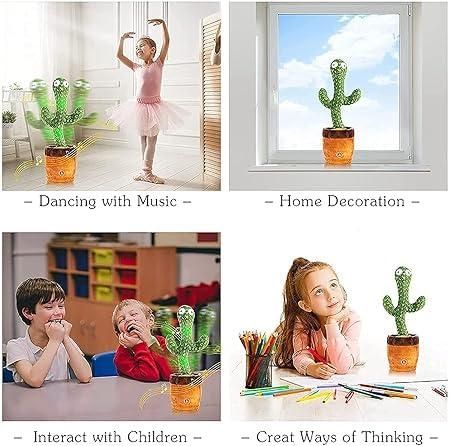 Dancing & Talking Cactus Toy | LED Musical Plush Cactus Mimicry Toy for Kids | Battery Operated | Pack of 1