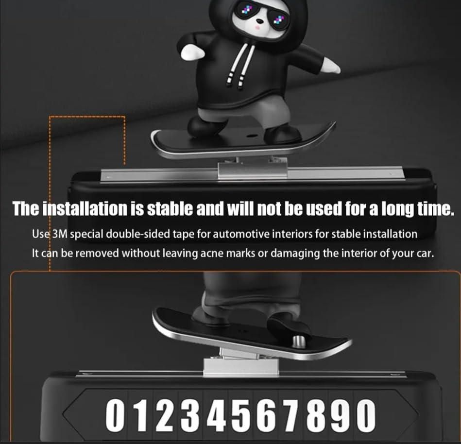 Dancing Panda Car Dashboard Showpiece – Black Plastic Bobblehead | Cute Interior Decor (Pack of 1)