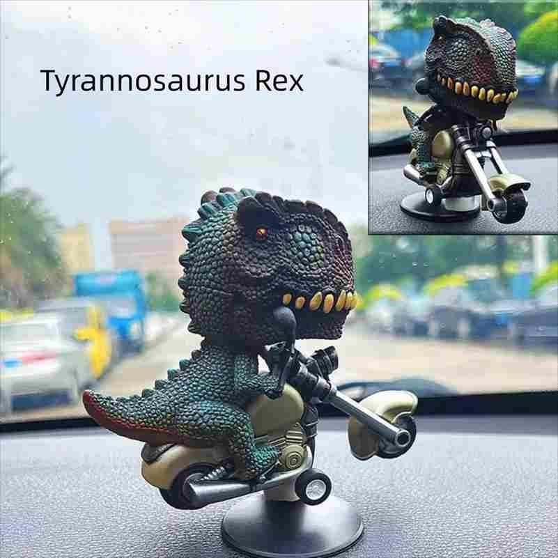 360° Rotating Dinosaur Car Dashboard Decor – Colorful Plastic Dino