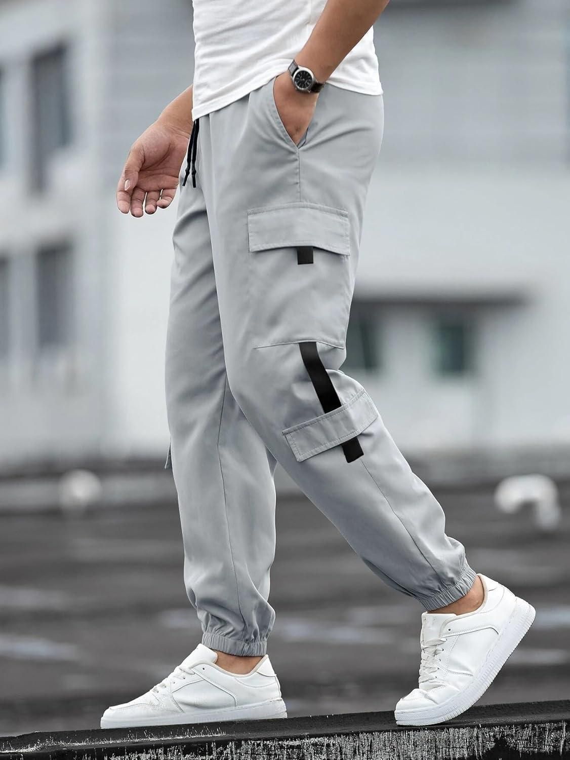 Men’s Solid Grey Cargo Pant – Cotton, Regular Fit with Drawstring Closure | Casual Wear (Pack of 1)