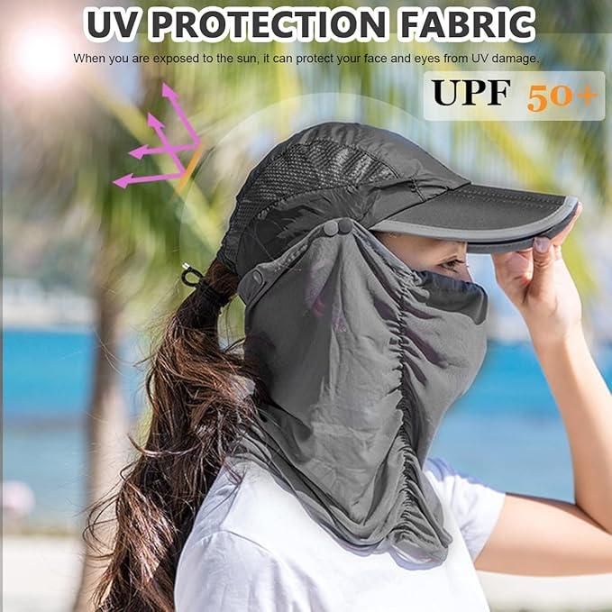 Women’s Sun Protection Cap | Detachable Cotton Face Mask | Outdoor Travel Hat | Pack of 1