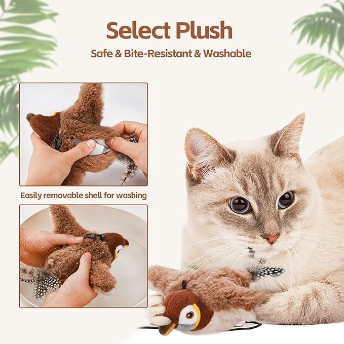 Rechargeable Flapping Pet Toy – Interactive Moving Toy for Cats and Dogs | Automatic Chirping & Motion (Pack of 1)