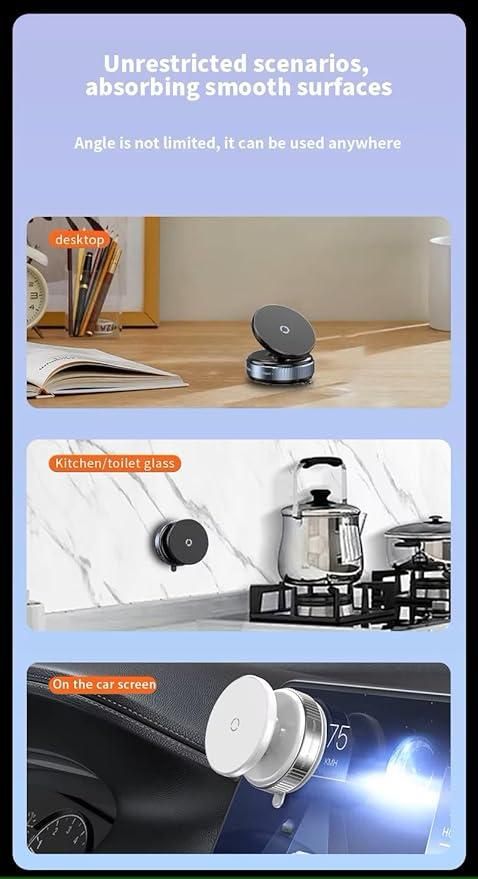 Magnetic Suction Phone Holder – 360° Rotating Mobile Stand for Car, Desk, Kitchen & More (1 Pc)