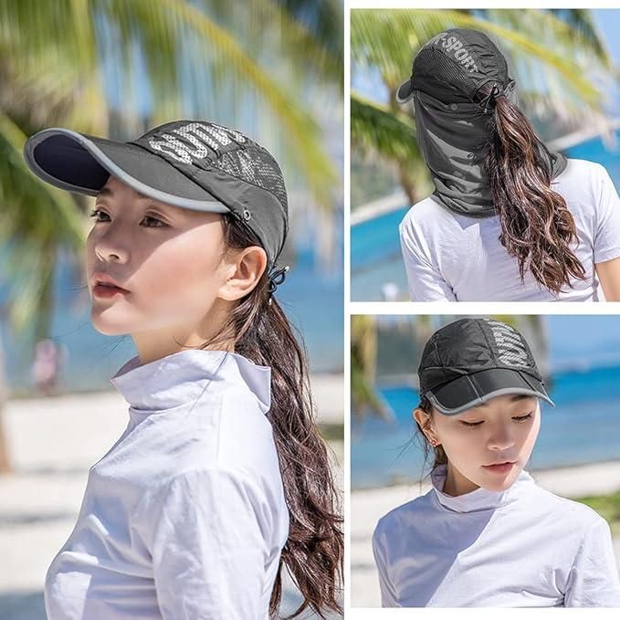 Women’s Sun Protection Cap | Detachable Cotton Face Mask | Outdoor Travel Hat | Pack of 1