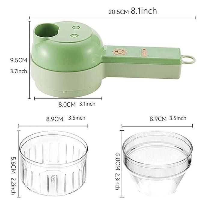 4-in-1 Portable Electric Vegetable Cutter Set – Wireless Food Processor & Chopper with Cleaning Brush (1 Pc)