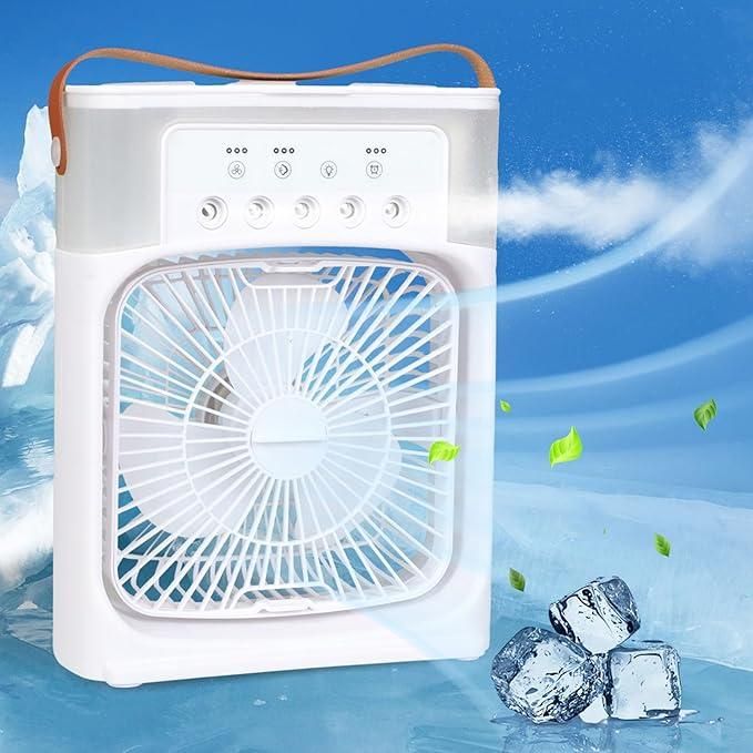 Multifunction Mist Fan – USB Rechargeable Portable Air Cooler & Humidifier for Home & Office (Pack of 1)