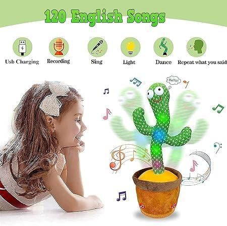 Dancing & Talking Cactus Toy | LED Musical Plush Cactus Mimicry Toy for Kids | Battery Operated | Pack of 1