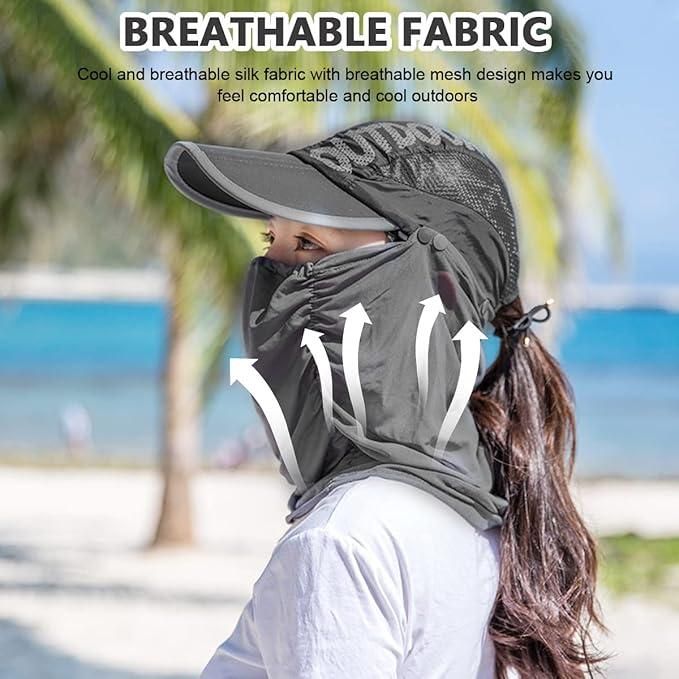 Women’s Sun Protection Cap | Detachable Cotton Face Mask | Outdoor Travel Hat | Pack of 1