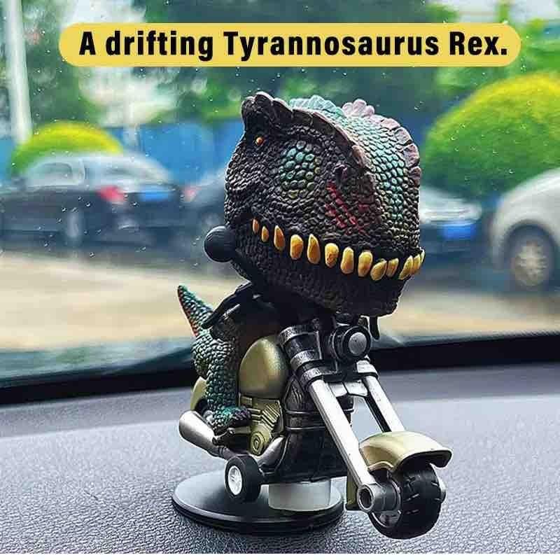 360° Rotating Dinosaur Car Dashboard Decor – Colorful Plastic Dino