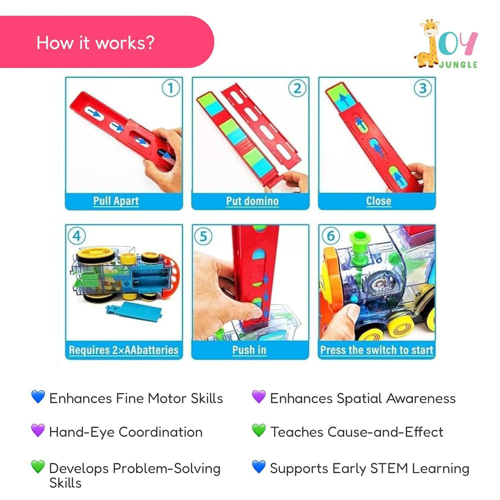 Automatic Train Domino Toy Set for Kids – BPA-Free Plastic, Sound Effects, and 40 Colorful Dominoes (Pack of 1)