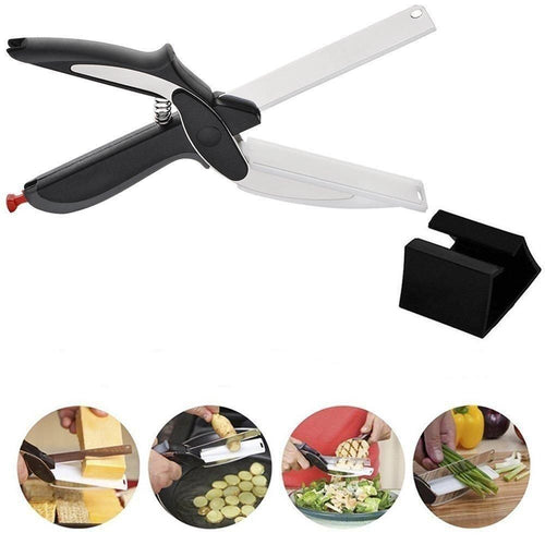 2-in-1 Clever Cutter Kitchen Knife with Built-in Mini Chopping Board | Stainless Steel Blade & Locking Hinge (Pack of 1)