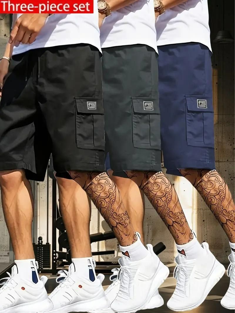 Men’s Cotton Casual Cargo Shorts – Slim Fit | Multicolor Pack of 3 | Comfortable Summer Wear