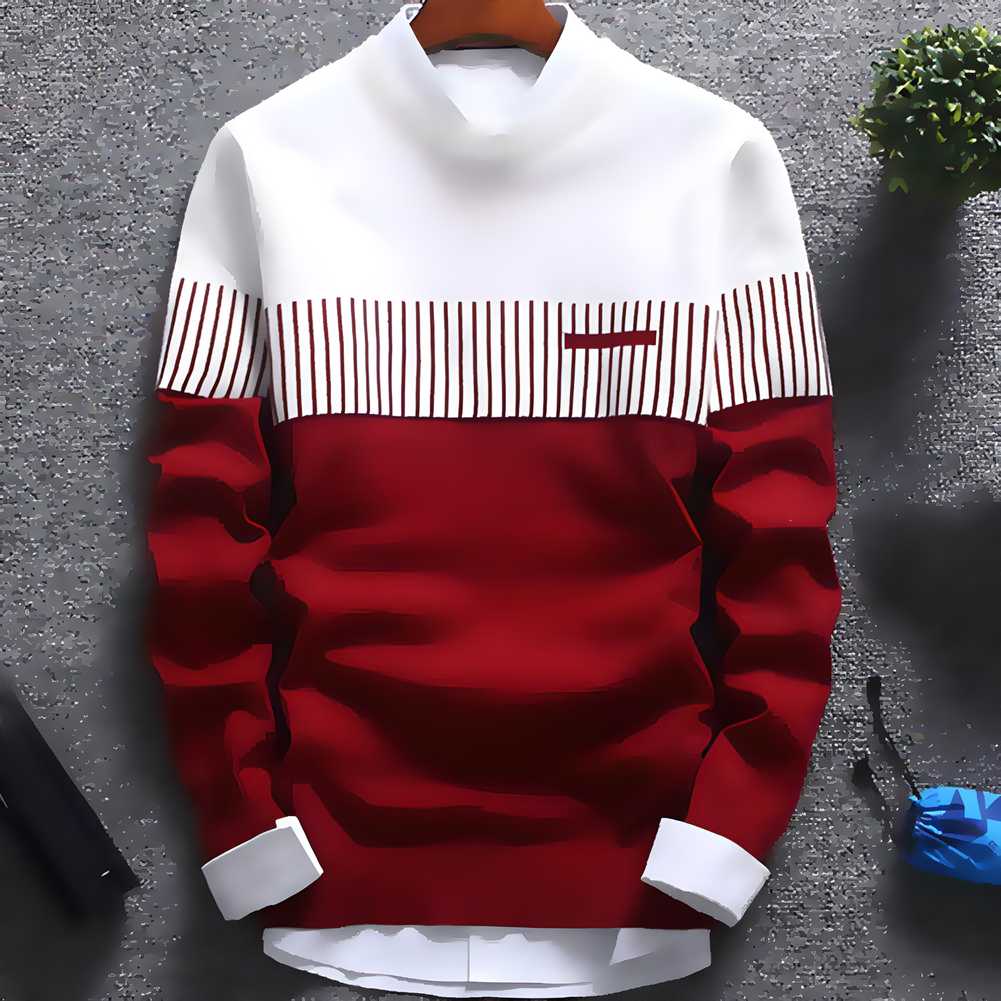 Men’s Cotton Color Block Full Sleeve T-Shirt – Round Neck | Regular Fit | Casual Wear (RED)
