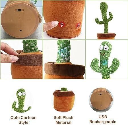 Dancing & Talking Cactus Toy | LED Musical Plush Cactus Mimicry Toy for Kids | Battery Operated | Pack of 1