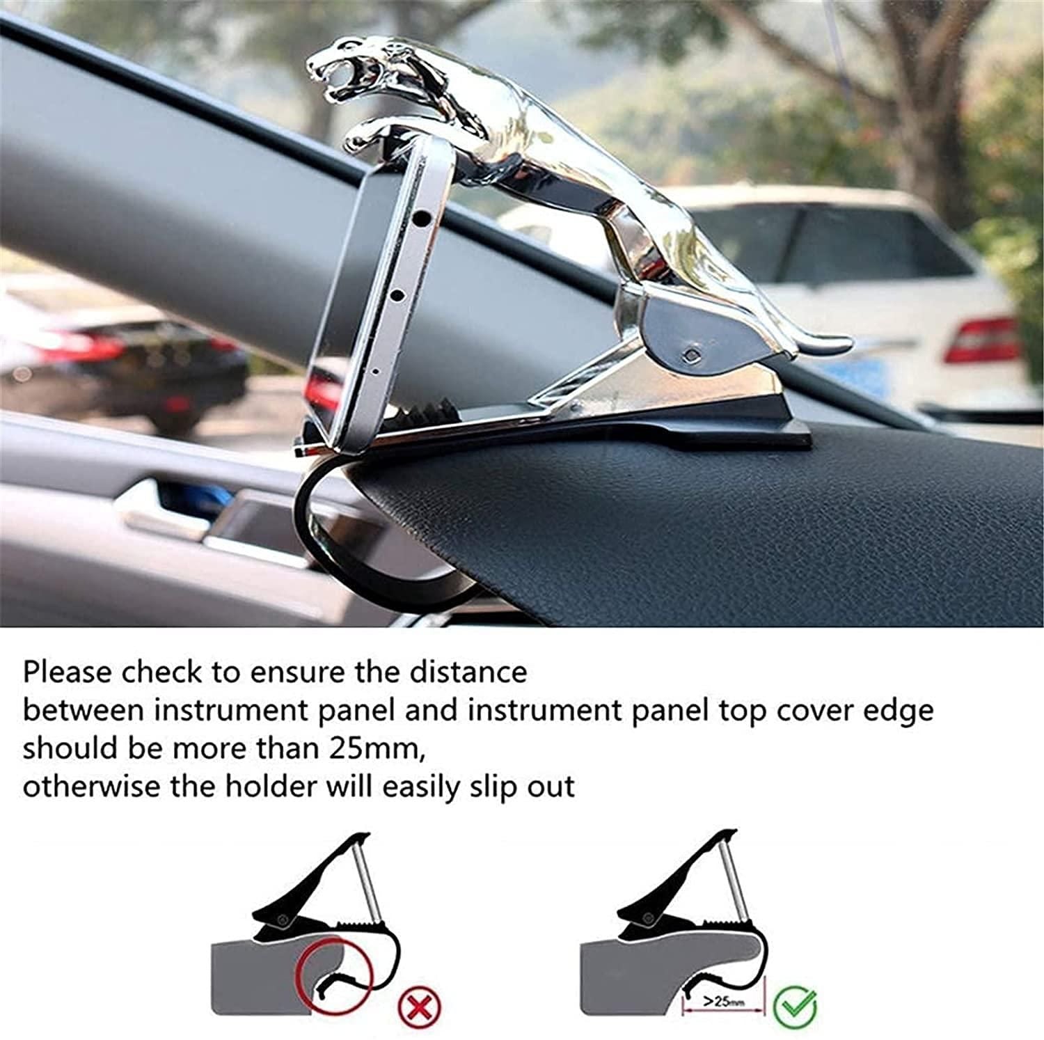 Jaguar Dashboard Phone Holder for Car  Durable Plastic Metal Mix