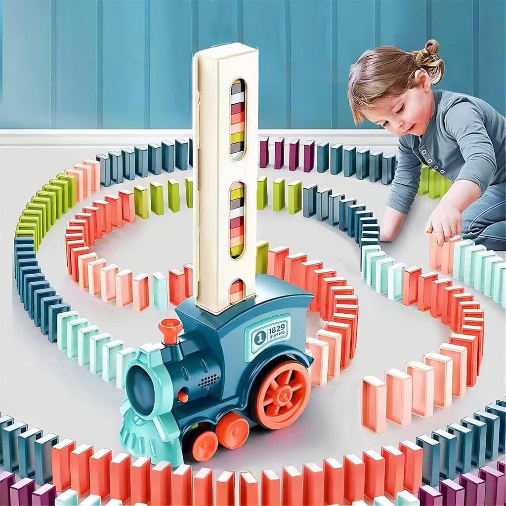 Automatic Train Domino Toy Set for Kids – BPA-Free Plastic, Sound Effects, and 40 Colorful Dominoes (Pack of 1)