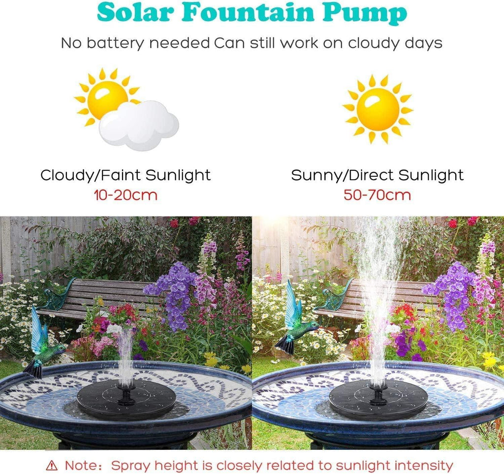 Solar Fountain Pump | Floating Solar-Powered Water Pump with 4 Nozzles | Ideal for Bird Baths, Ponds, Pools & Gardens | Pack of 1