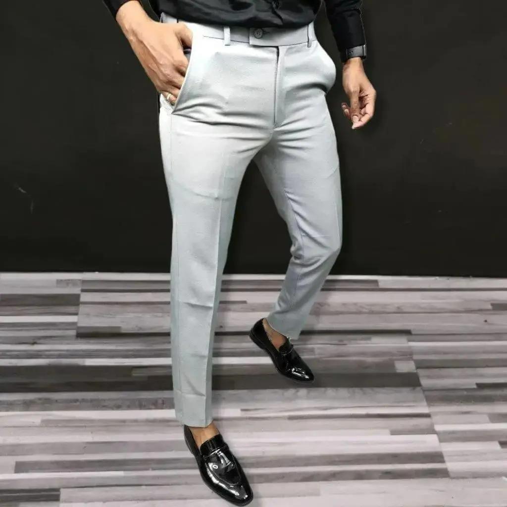 Premium Waist Adjustable Lycra Men’s Trousers – Solid Black & White | Casual Wear | Pack of 2