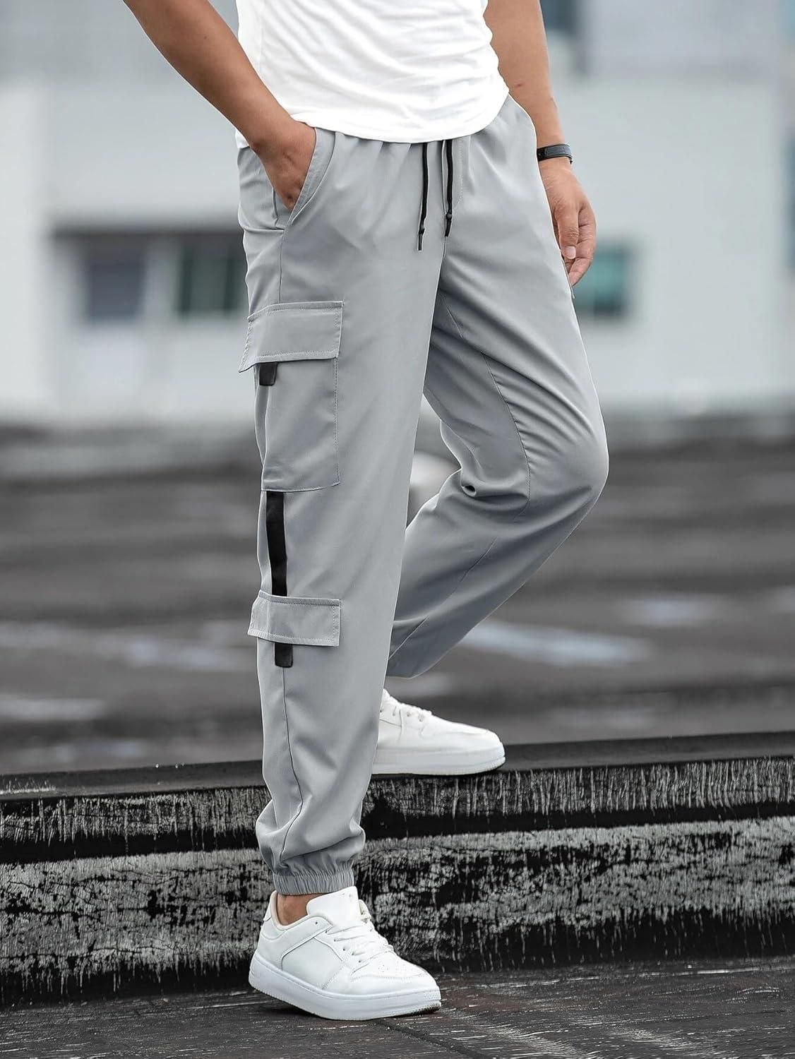 Men’s Solid Grey Cargo Pant – Cotton, Regular Fit with Drawstring Closure | Casual Wear (Pack of 1)